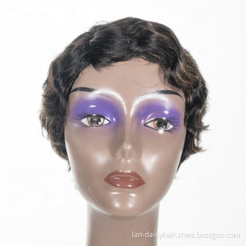 Most Popular Hair Texture 100 Percent Authentic Human Hair Brazilian Pixie  Short Curly Hair Wigs